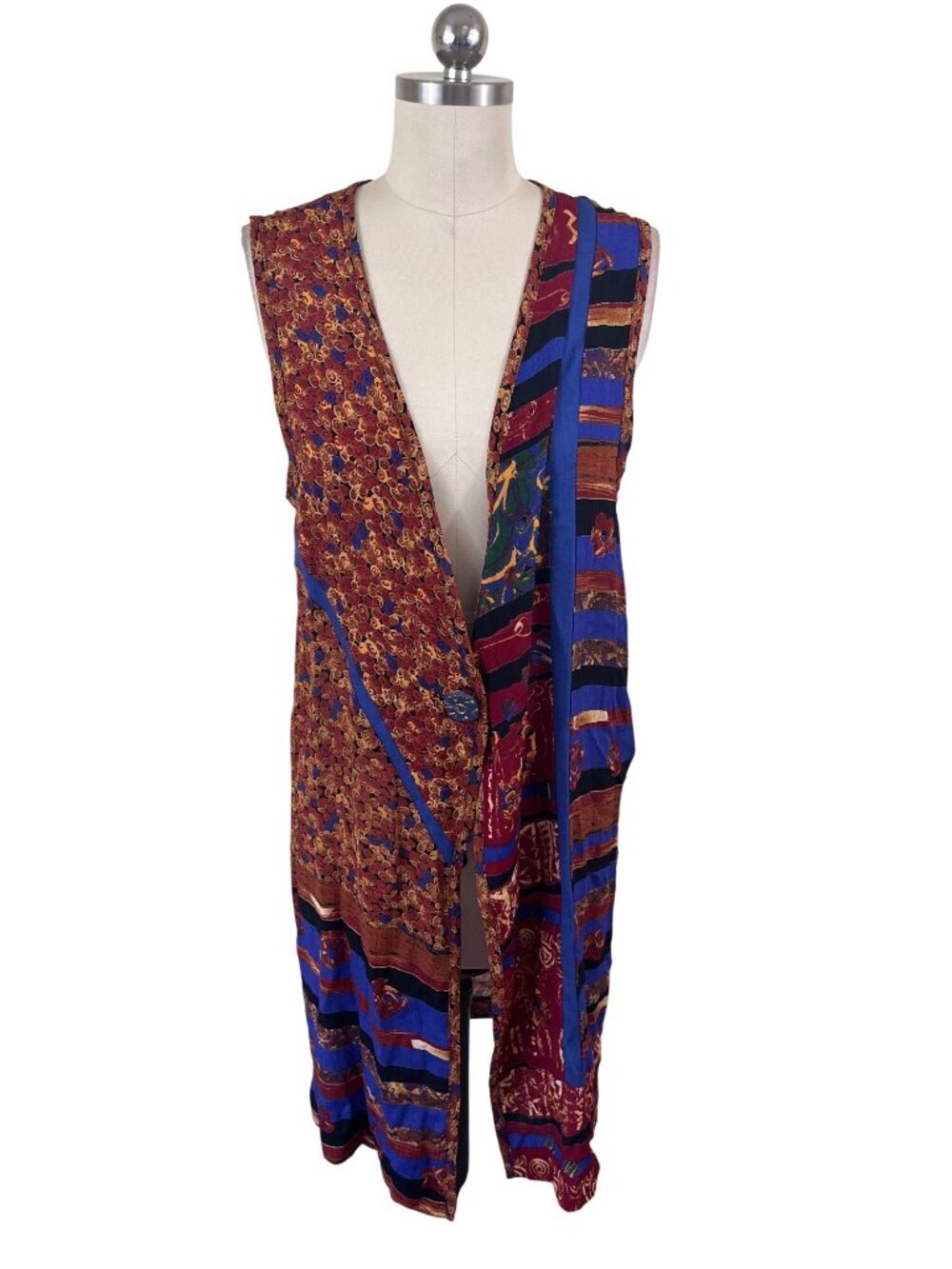 VTG 90s Marsha Brander Duster Vest Womens Small Artsy Lagenlook Boho-Chic Indie